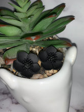 Load image into Gallery viewer, Matte Black Flower Stud Earrings
